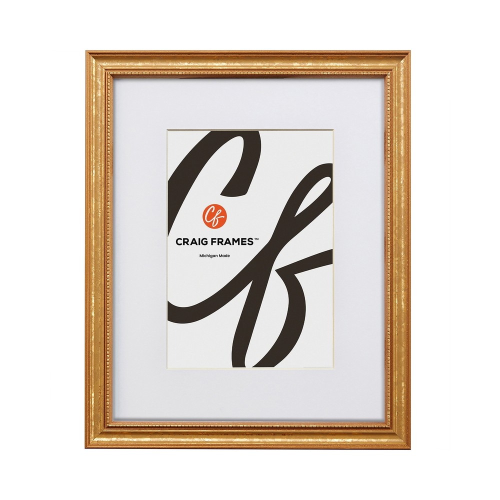 Craig Frames 314GD Ornate Gold Frame with Mat for Photo Display