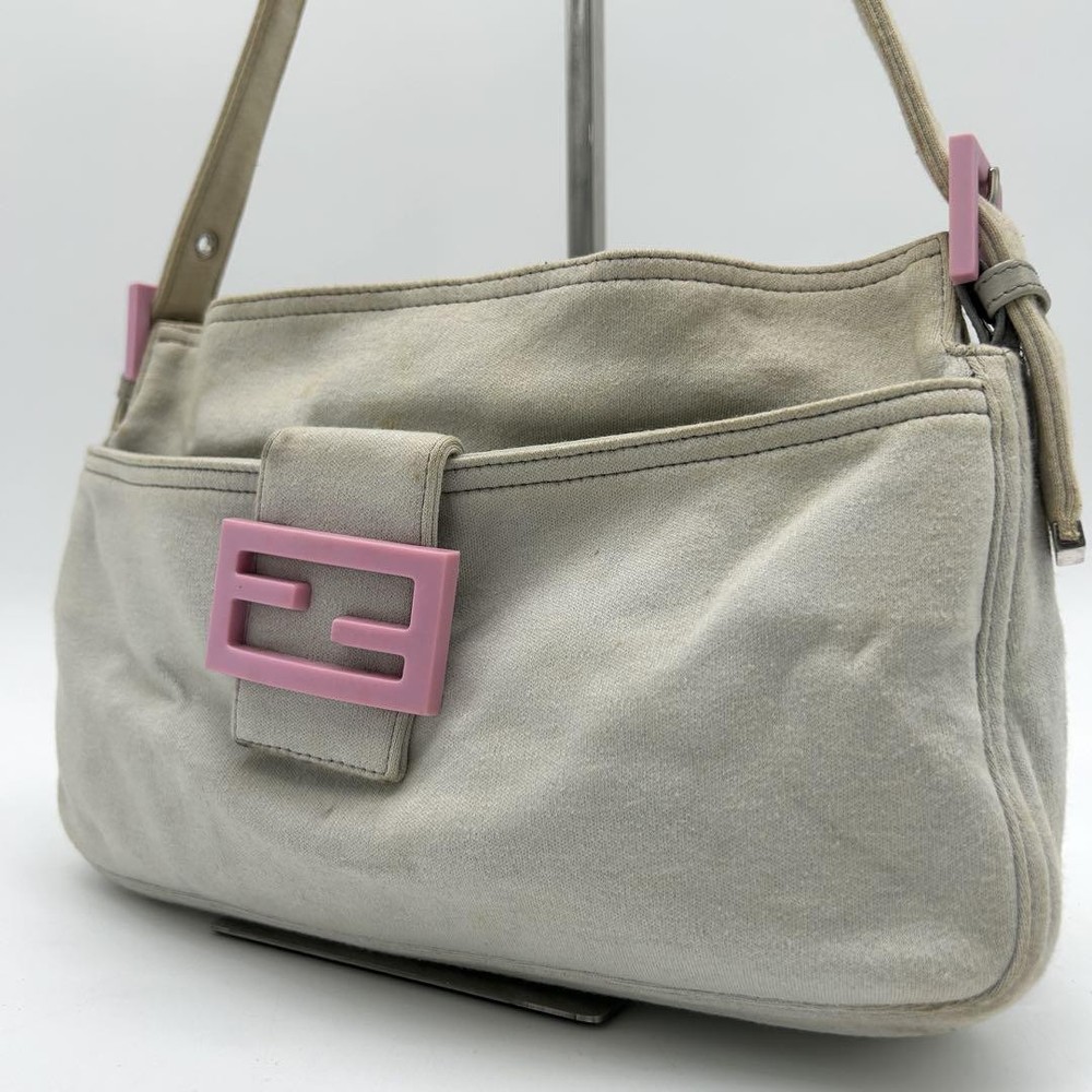 FENDI Mamma Bucket Shoulder Bag Cotton Ivory Authentic I0615352