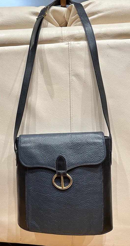 Vintage Christian Dior Navy Two-Tone Leather Crossbody Shoulder Bag B31