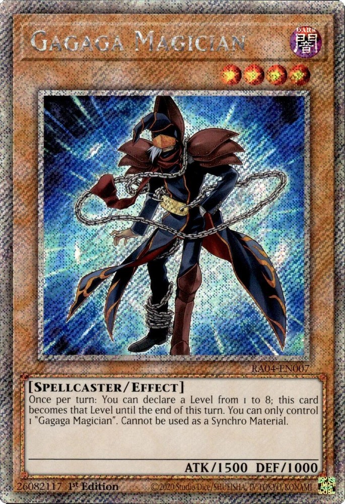 Gagaga Magician (Platinum Secret Rare) RA04-EN007 Quarter Century Stampede 1st Edition