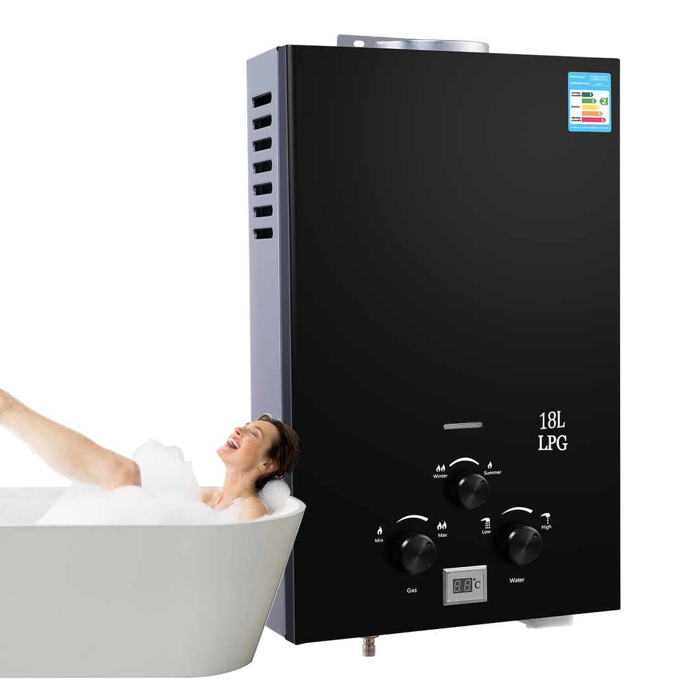 18 LPG Propane Gas Tankless Instant Water Heater For Bathroom Shower LED Display