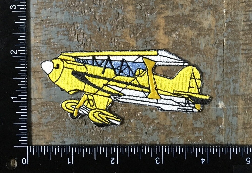 Vintage Yellow and Black Airplane Embroidered Iron-On Patch