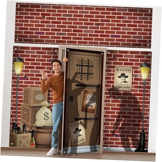 Roaring 20s Halloween Door Covers 4-Pack Speakeasy Party Decor 2.62x8.86