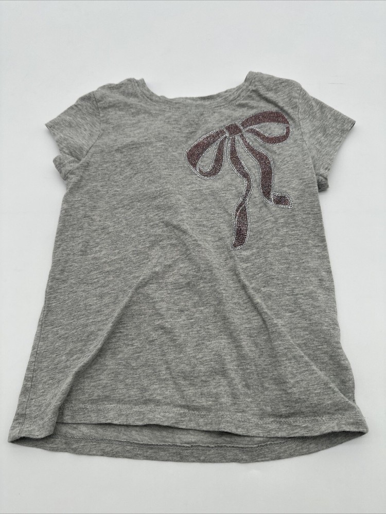 Gap Kids T-Shirt Youth Girl Small Graphic Print Now Glitter Gray..#13905