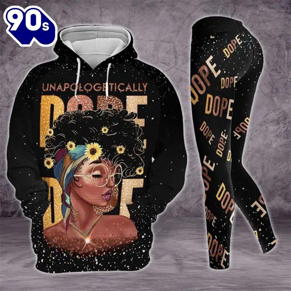 Black Girl All Over Print Leggings Hoodie Set Outfit For Women - Musicdope90s