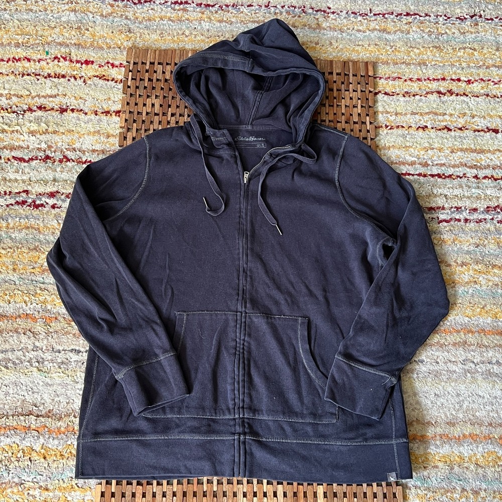 Eddie Bauer Knit Full Zip Hoodie Hoody Faded Black Men's Size XL
