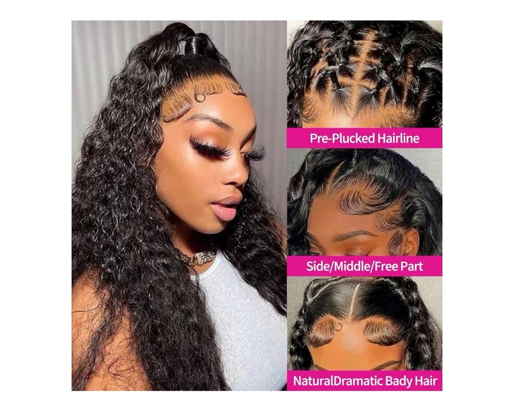 Deep Wave Lace Front Wigs Human Hair 13x4 HD 18 Inch 200 Density Glueless  Curly