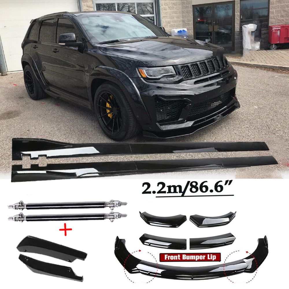 For Jeep Grand Cherokee Front Bumper Spoiler Body Kit /Side Skirt Glossy Black
