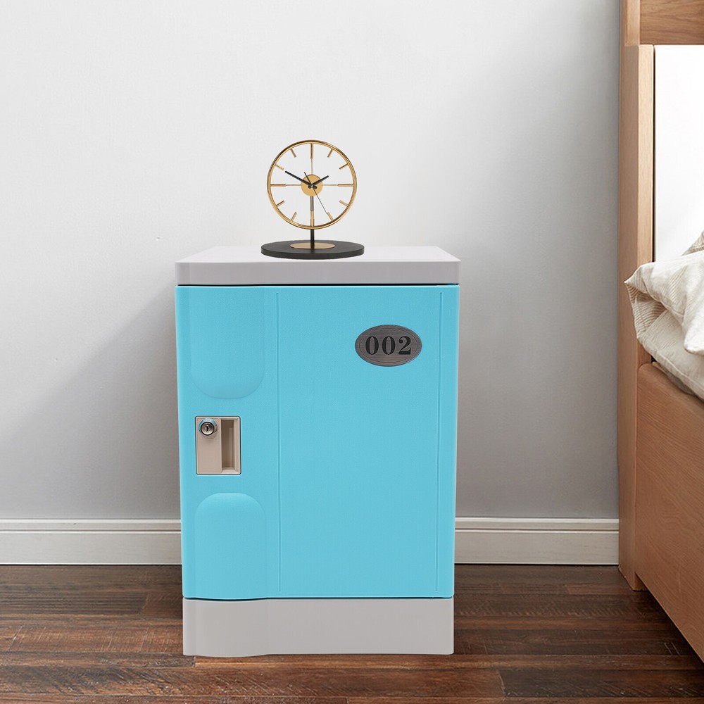 2-Tier Lockable Storage Cabinet Nightstand with Keys for Bedroom  