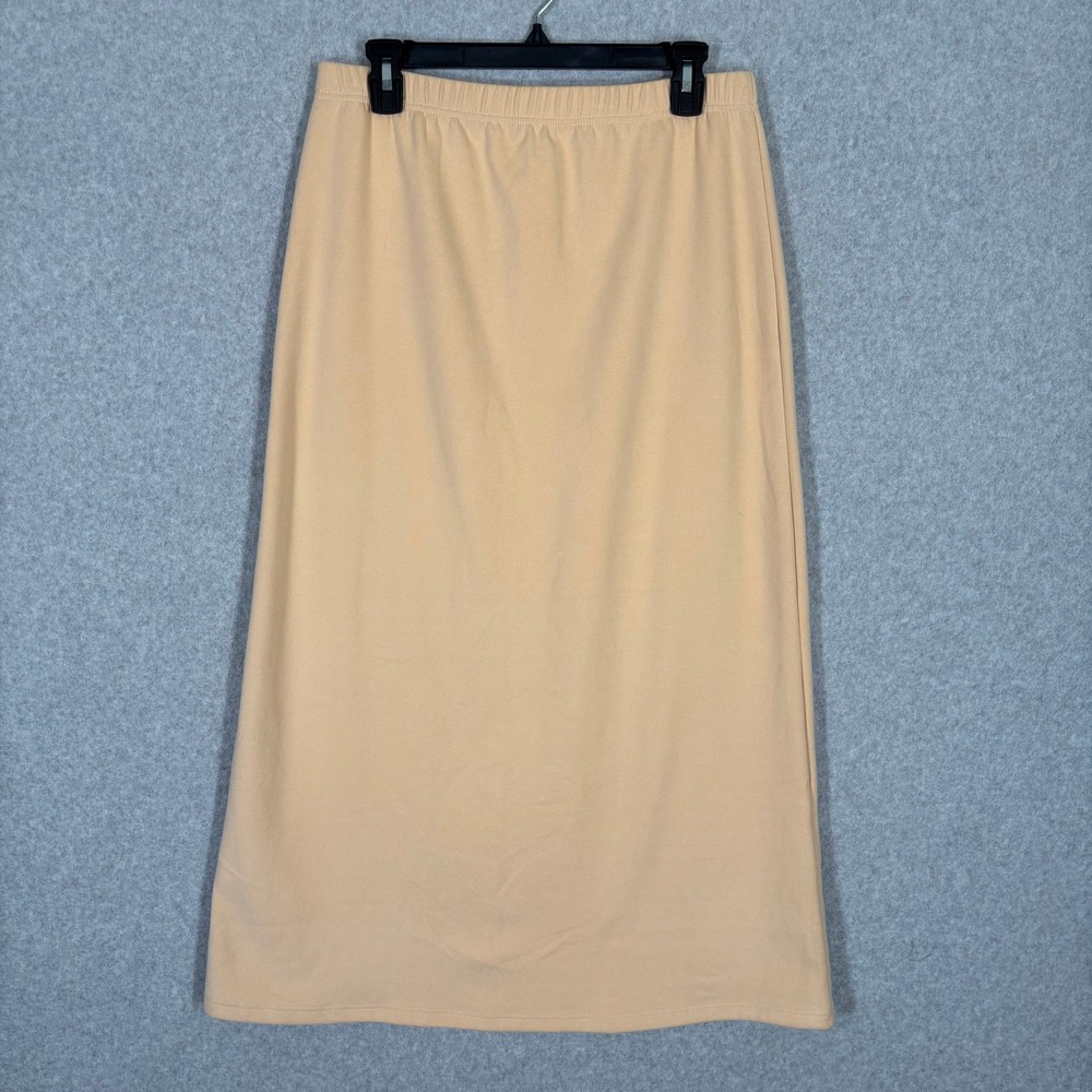 Cream Tan Fleece Midi Skirt XL Comfortable Lounge Wear Quiet Luxury