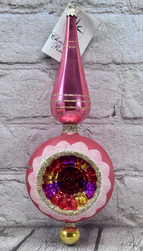 Christopher Radko 86-016-1 Spire Finial Pink Gold Glass 9.5