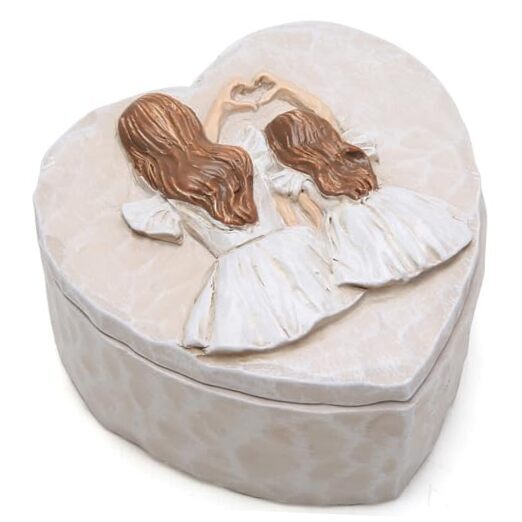 Mother Daughter Keepsake Box with Sculpted Hand White Jewelry Gift-image