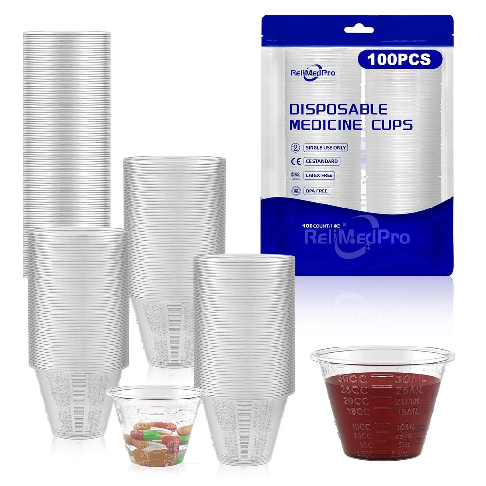 Bulk 100 Disposable Medicine Cups 1oz 30ml Graduated Small Plastic Portion Cups