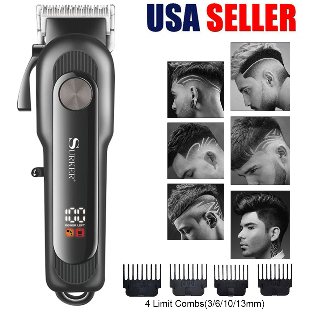 Surker Updated Electric Cordless 0 Gapped Trimmer Hair Clipper Razor LCD Display