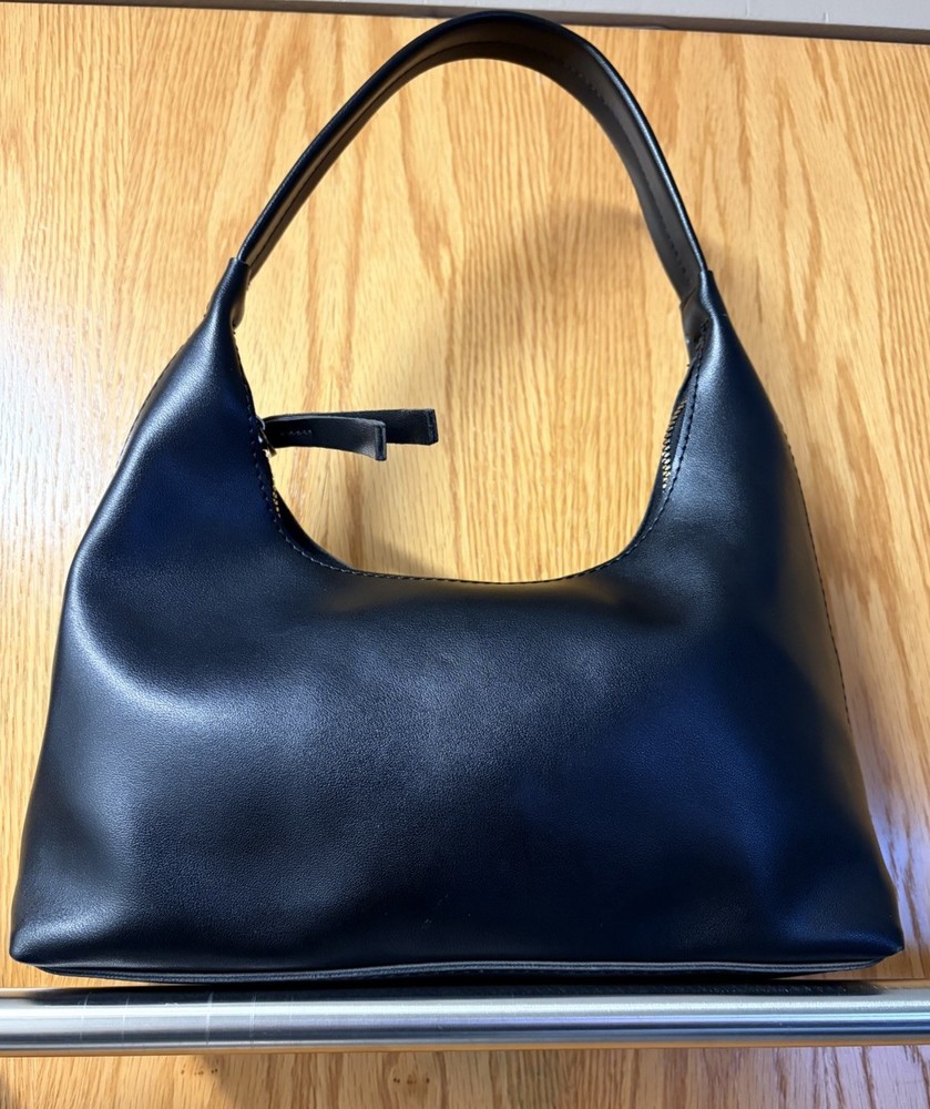 Black Women's Shoulder Bag with Zipper Accent and Zip Closure