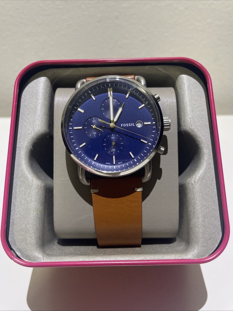 Fossil Men's Commuter FS5401 Blue Dial Stainless Steel Watch