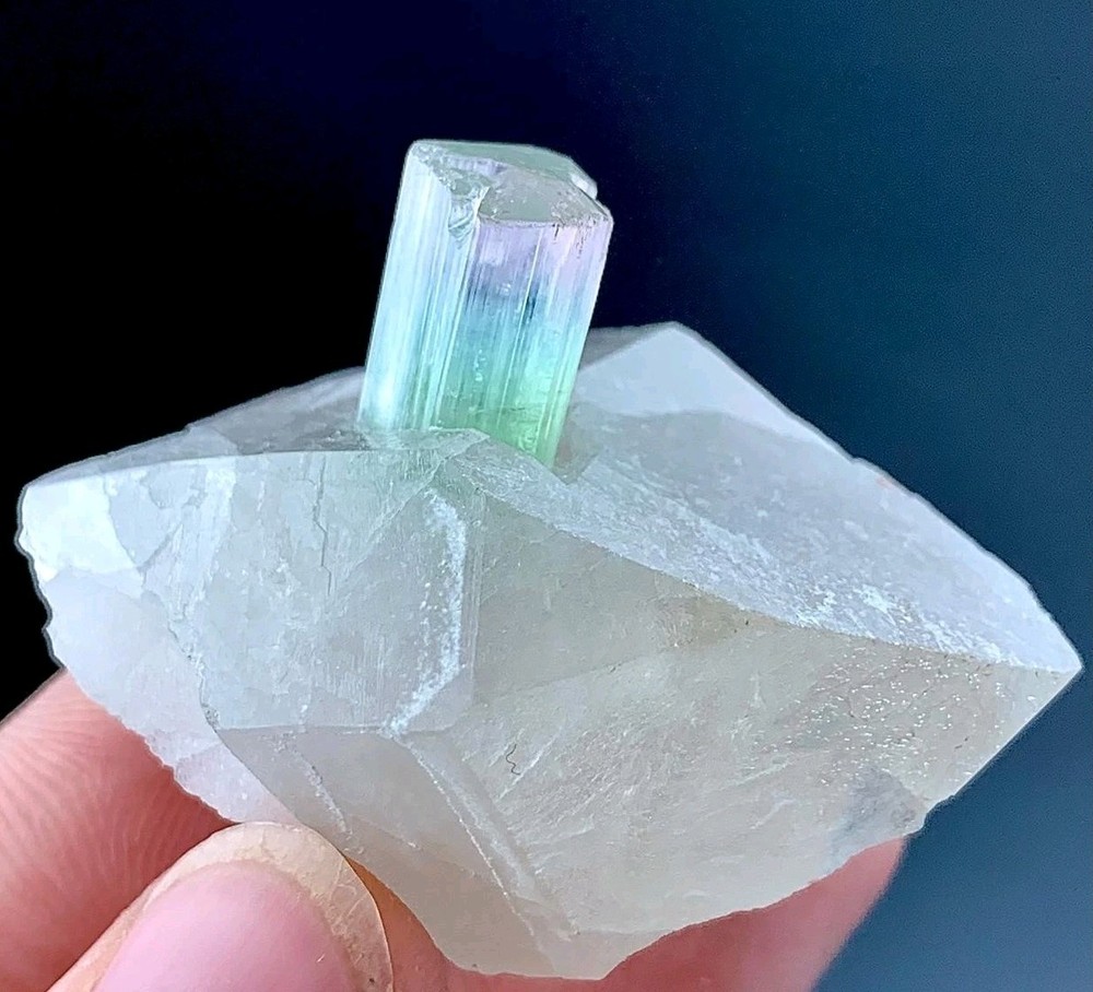 158 Carat Bi Color Tourmaline Crystal With Quartz Specimen From Afghanistan