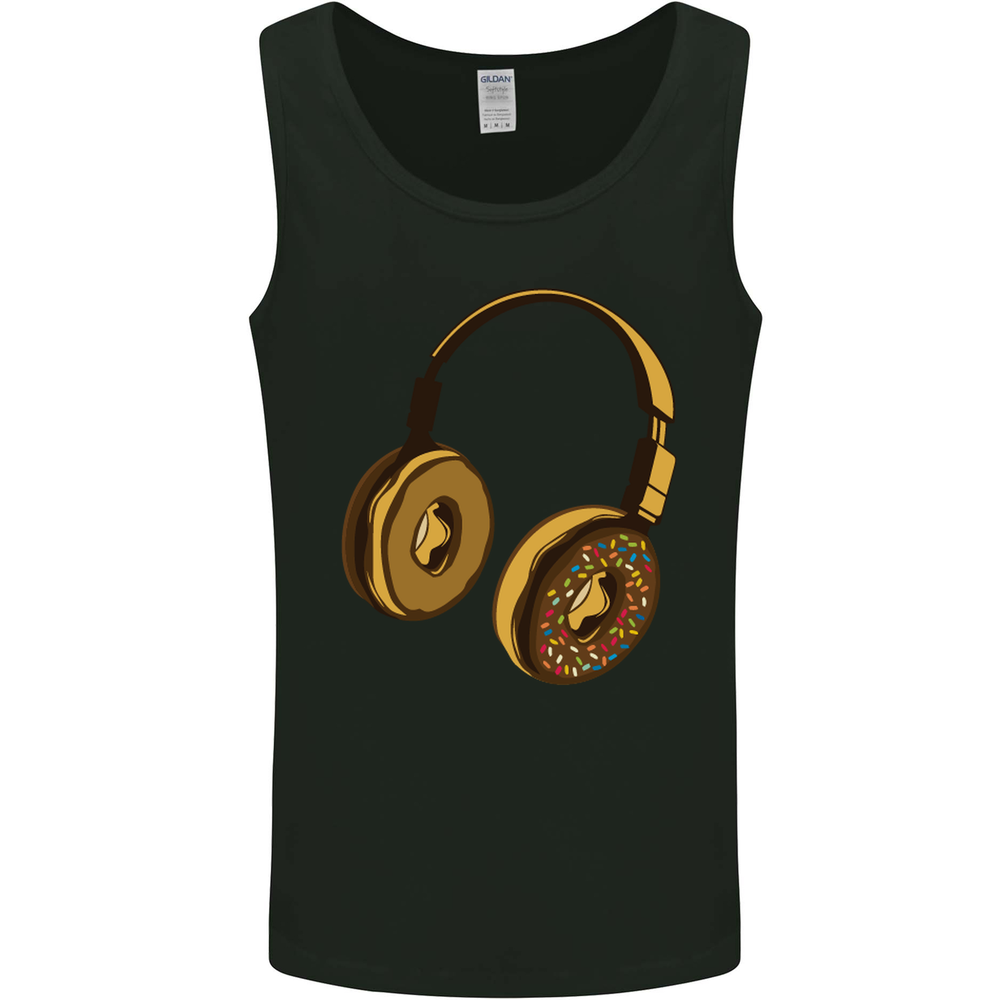 Donut Headphones Music DJ DJing Funny Mens Vest Tank Top