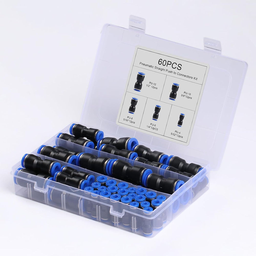 60Pcs Quick Connect Air Hose Fittings, Pneumatic Push to Connect Fittings Kit