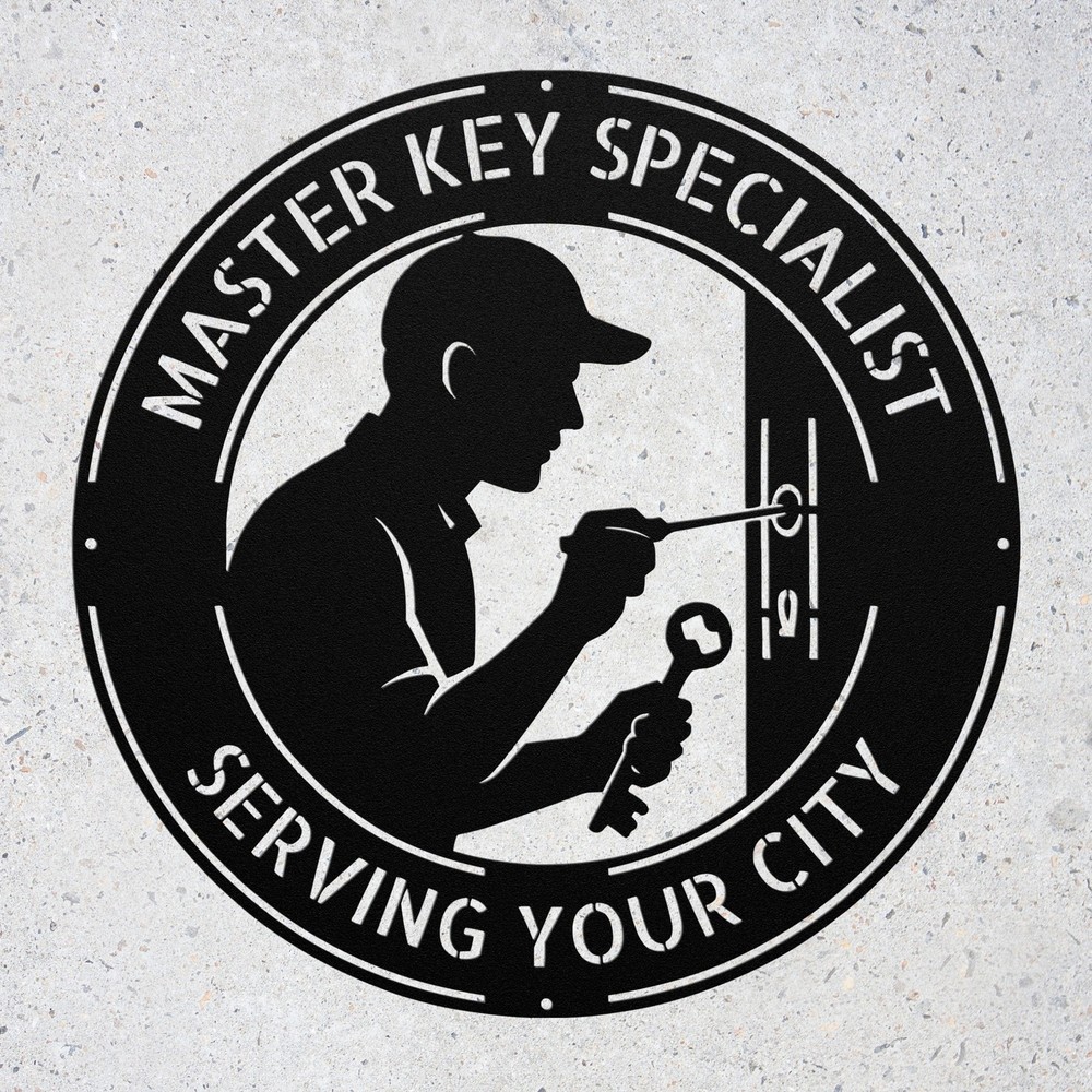 Personalized Locksmith Metal Art Sign Custom Key Shop Wall Decor