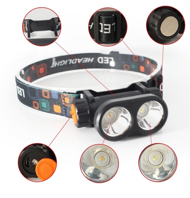 1Pcs LED Strong Headlight Rechargeable Waterproof Headlamp Light Camping Hiking