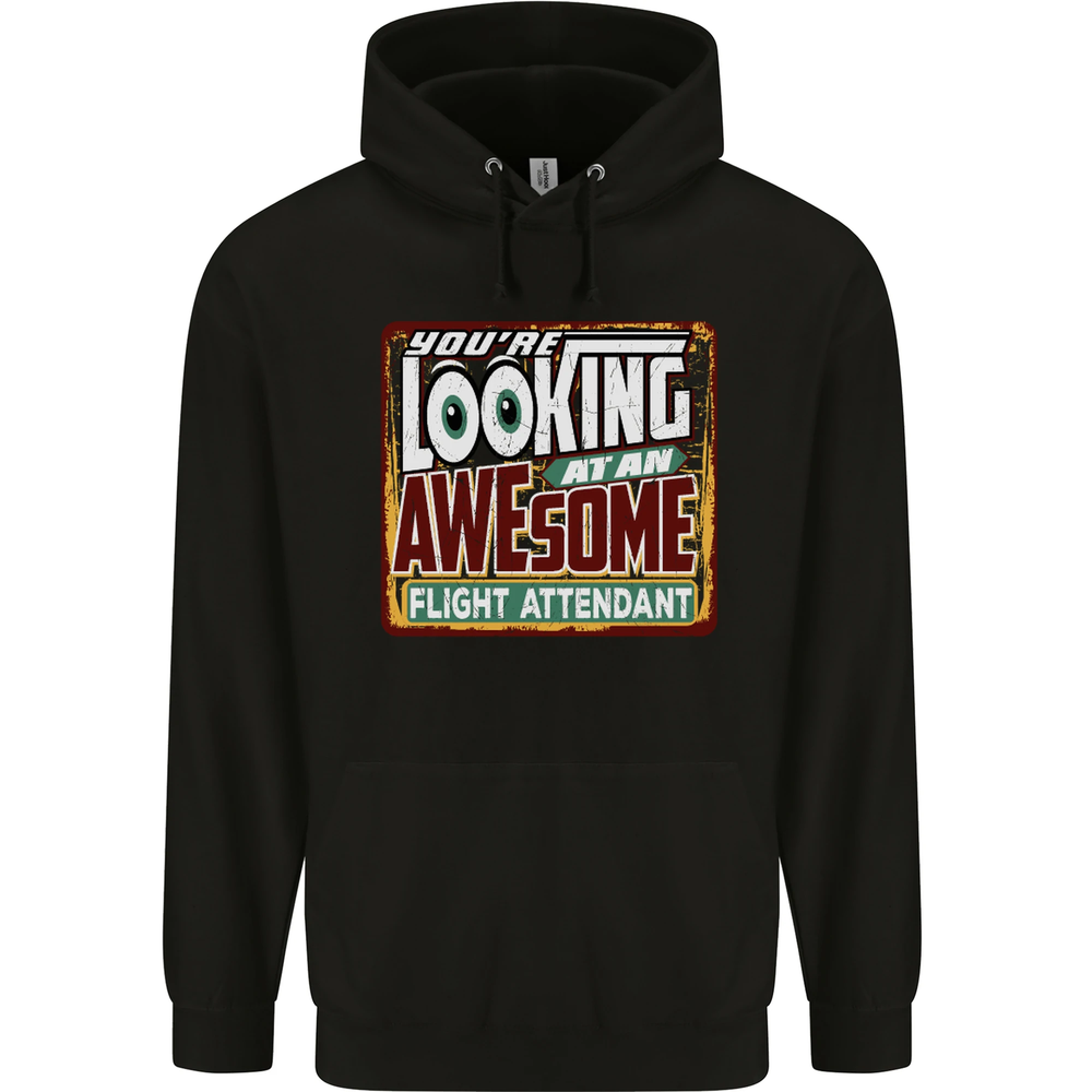 Looking at an Awesome Flight Attendant Mens 80% Cotton Hoodie