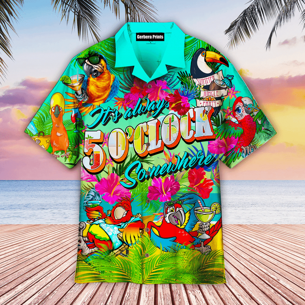 Parrots Hawaiian Shirts Tropical Margarita Cocktail Design Its Five Oclock