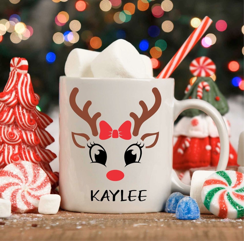 Funny Christmas Mug Hot Chocolate Mug Secret Santa Gift Reindeer Mug Children's