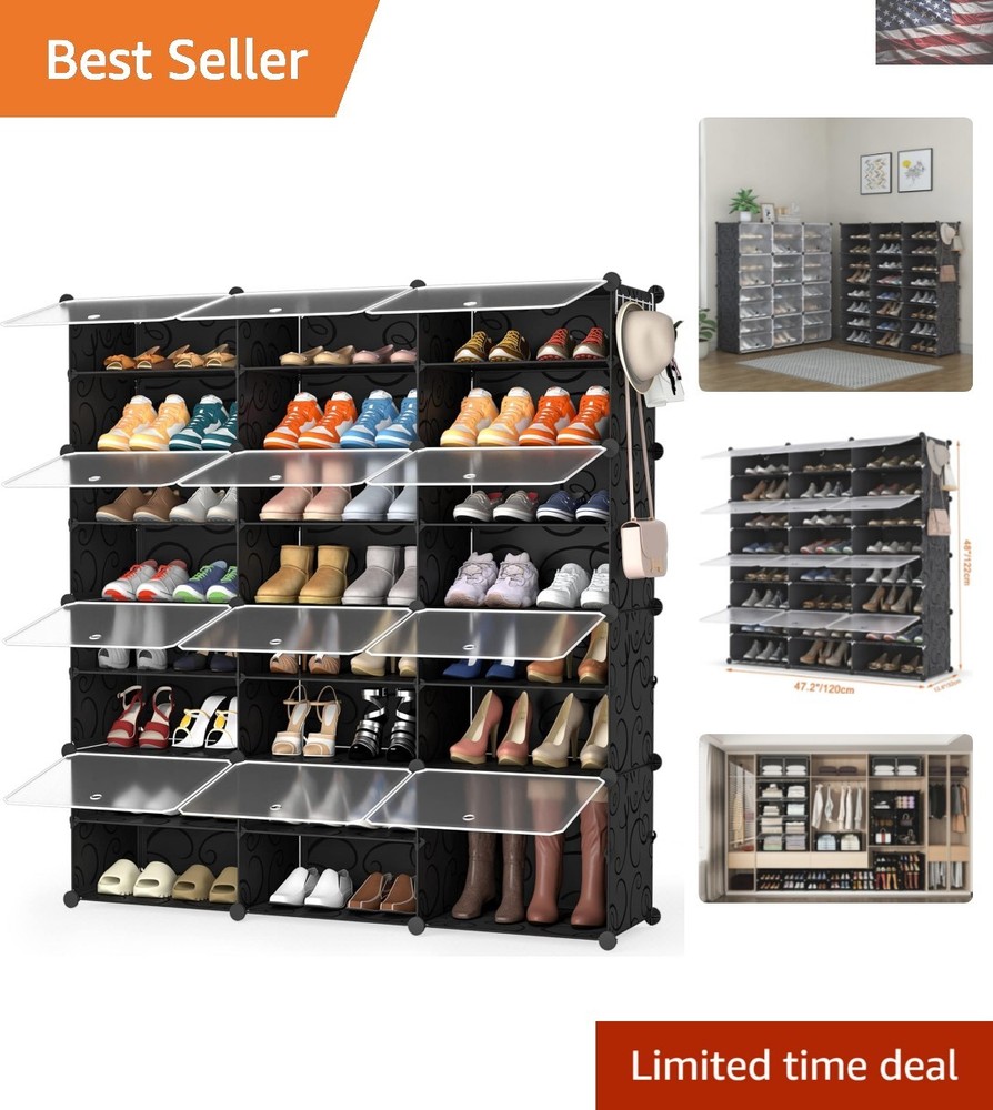 Elegant 8-Tier Shoe Rack Organizer Holds 48 Pairs Durable Plastic Storage