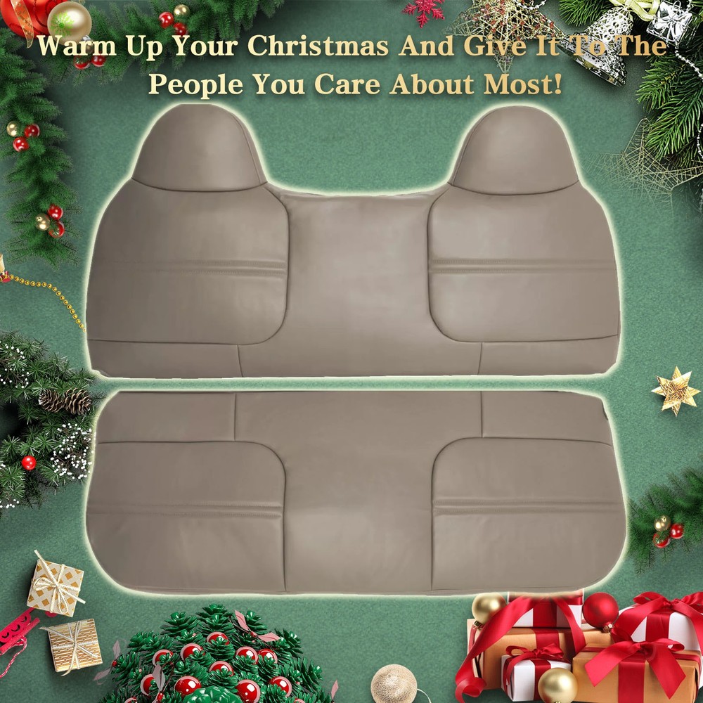 For 1999-2002 Ford F250 F350 F450XL Full Bench Bottom-Top Leather Seat Cover Tan