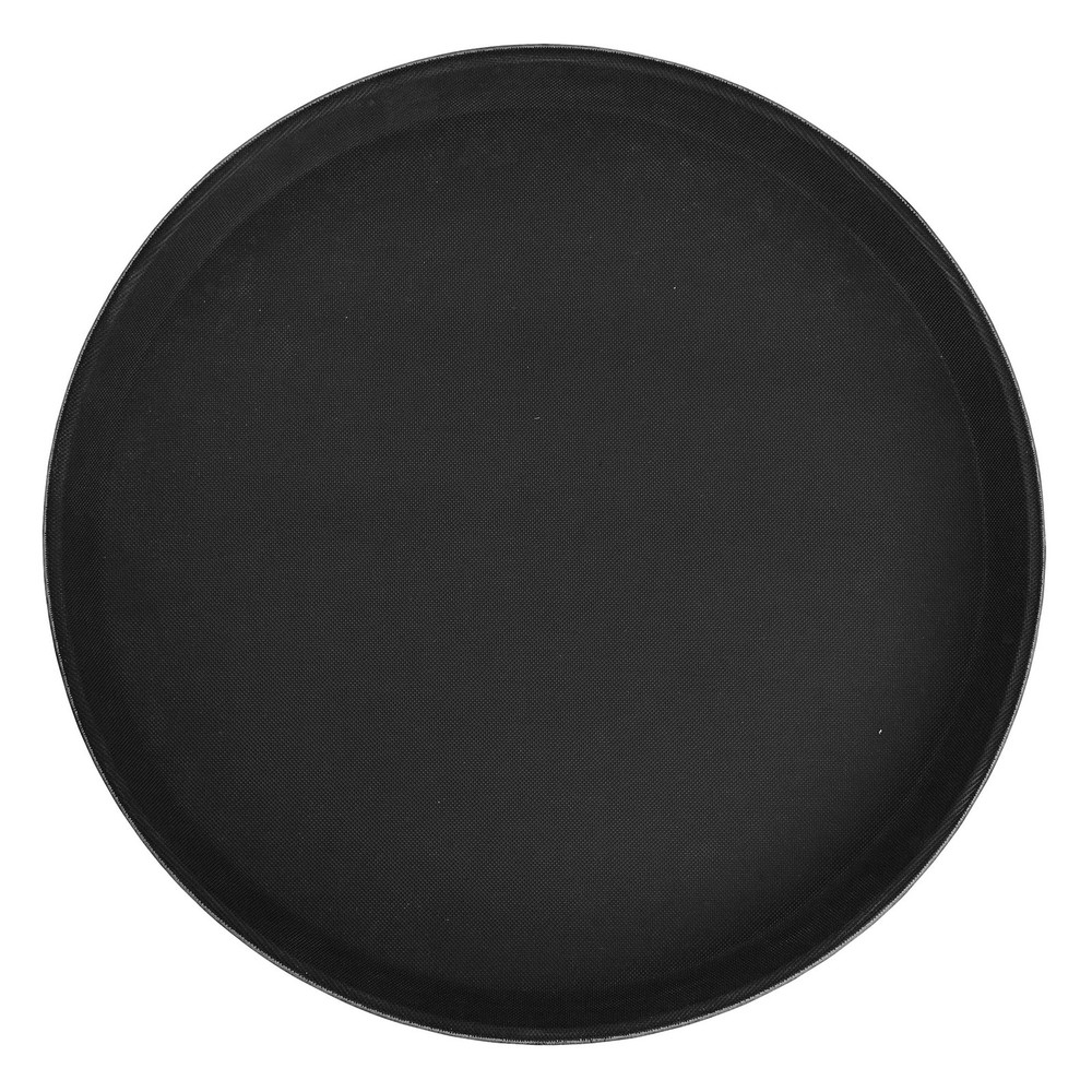 14-Inch Black Round Fiberglass Tray with Non-Slip Surface TFG-14K