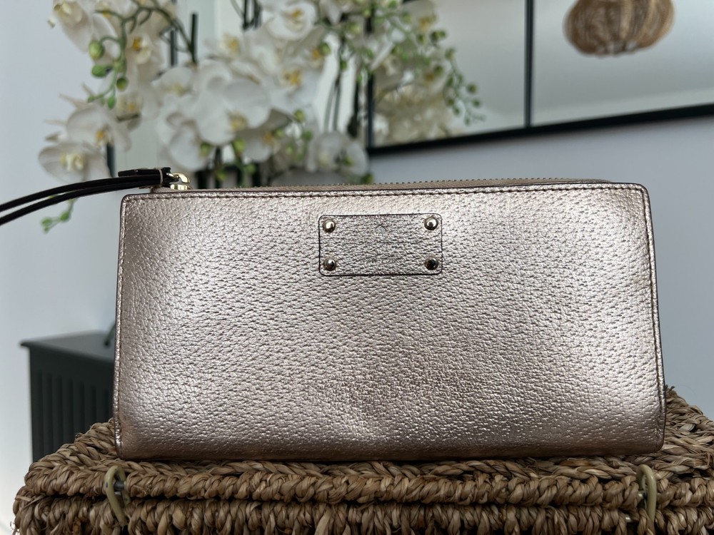 Kate Spade purse Wellesley Layton textured metallic gold leather wallet wristlet