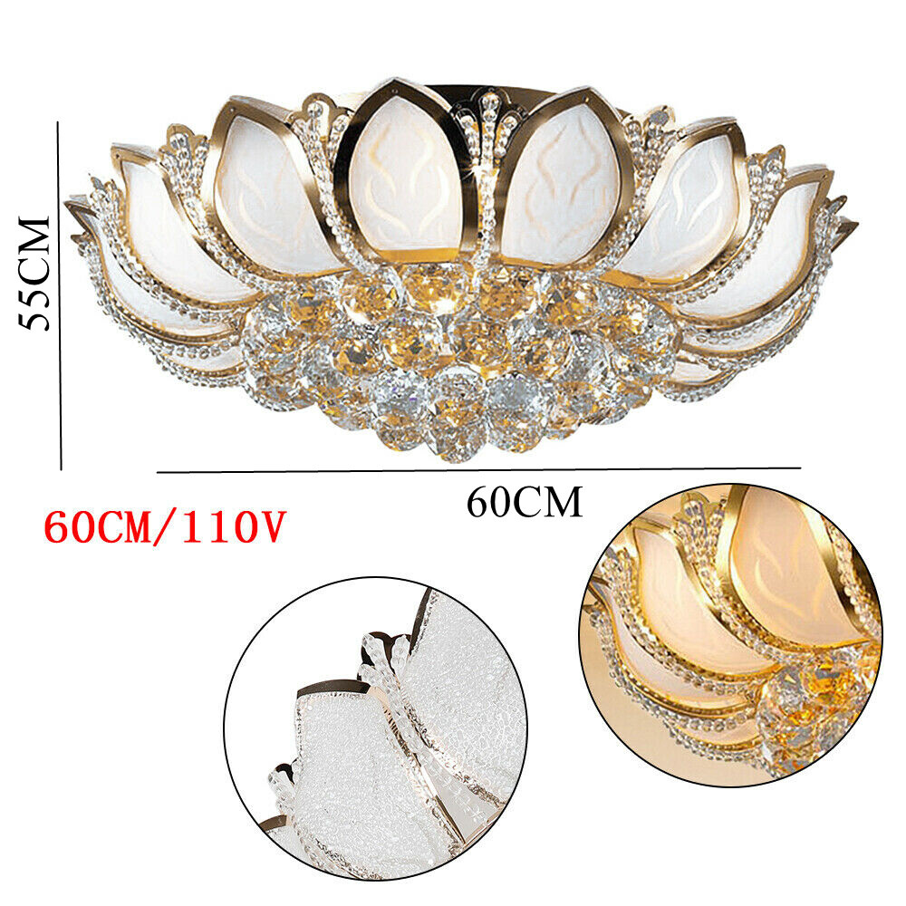 Modern 7-Light Flush Mount Lotus Chandelier with Remote 23.5 Inch Fixture  