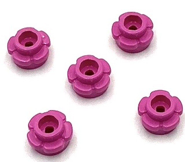 Lego Dark Pink 1x1 Round Plate with Flower Edge 5 Pieces