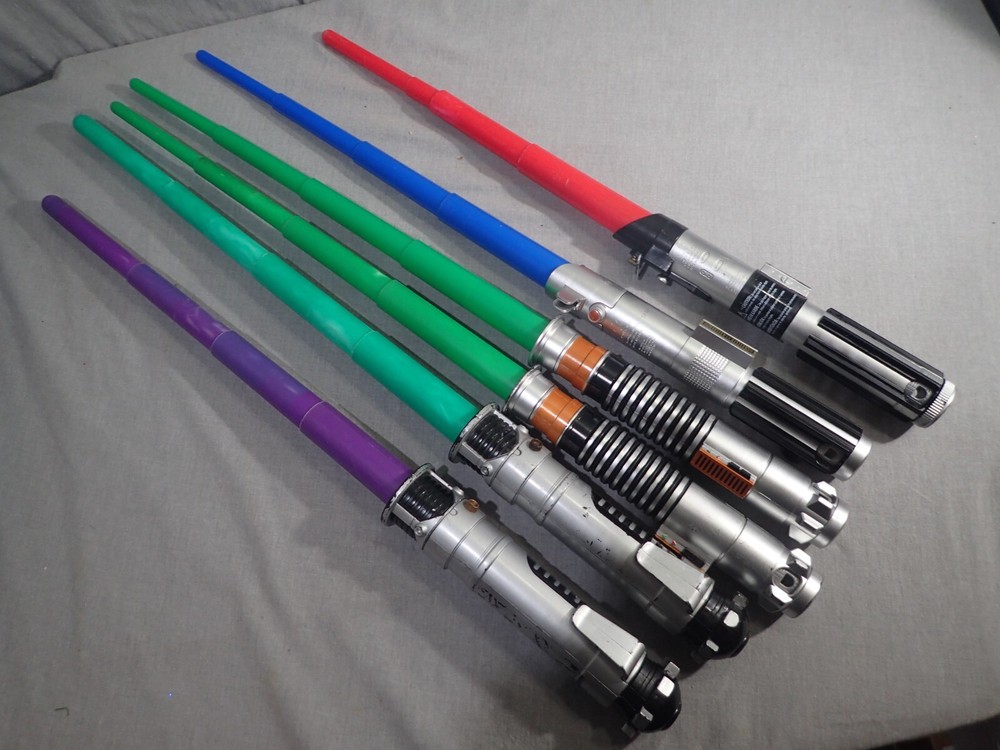 Hasbro Star Wars Lightsaber Lot of 6: Green Purple Red Blue Non Electric No Box