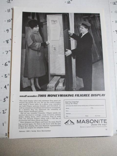 trade magazine ad 1965 MASONITE Filigree panels retail store display