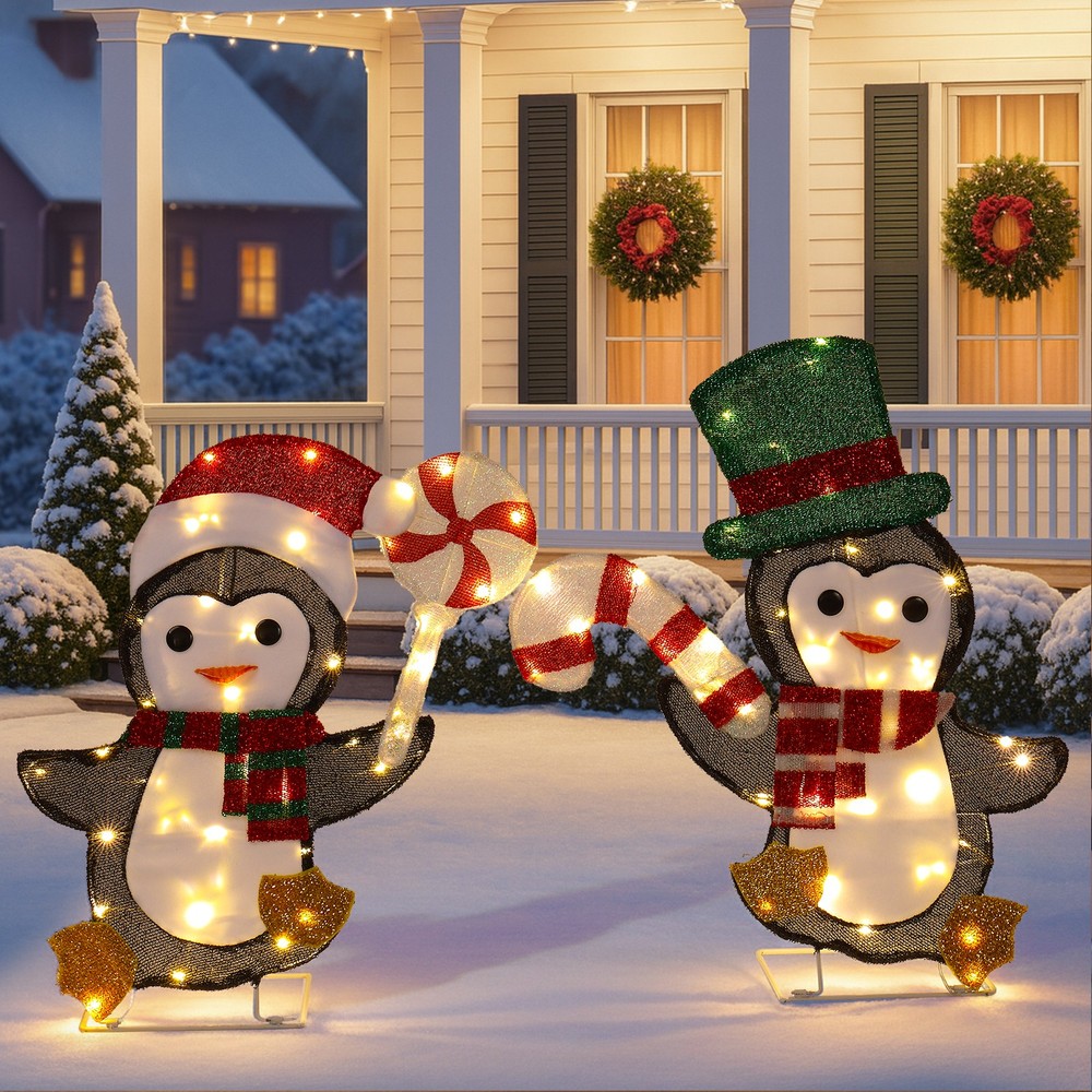 2 Piece In/Outdoor Christmas Decorations LED Animals Lighted for Holiday Party