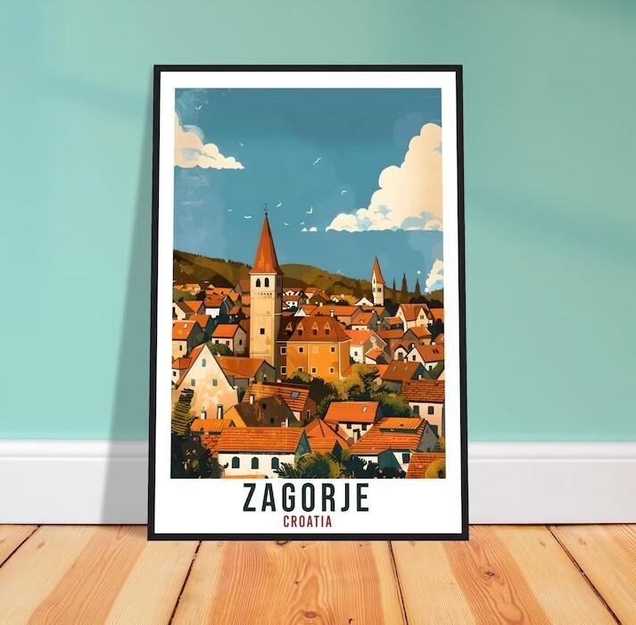 Zagorje Croatia Travel Print Wall Art – Vibrant Home Décor Wall Hanging for Living Room or Office