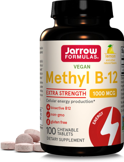 Vegan Methyl B-12 & Methyl Folate, Extra Strength, Lemon, 100 Chewable Tablets