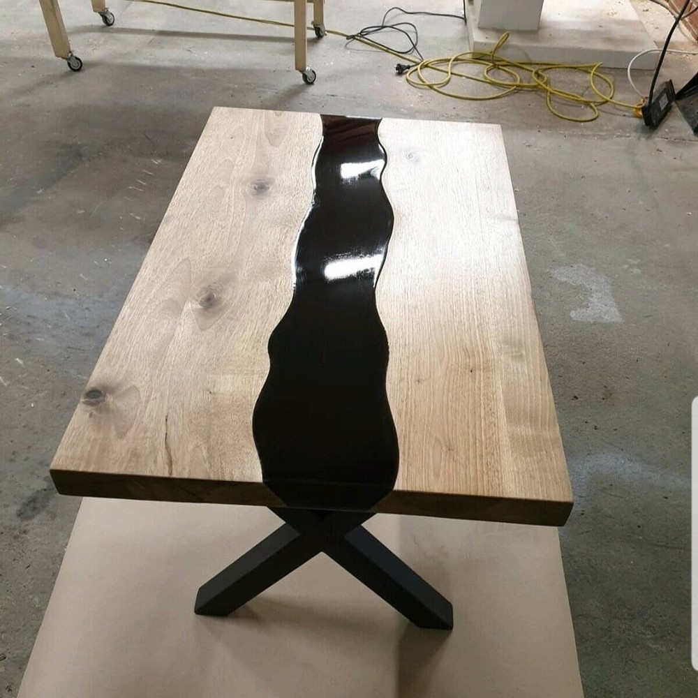 Black Solid Epoxy Coffee Table Top, Epoxy Resin Center Table Top Furniture Decor