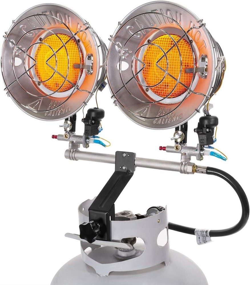 30000 BTU Propane Tanktop Heater Infrared Dual Burner Safety Shut-Off Valve US