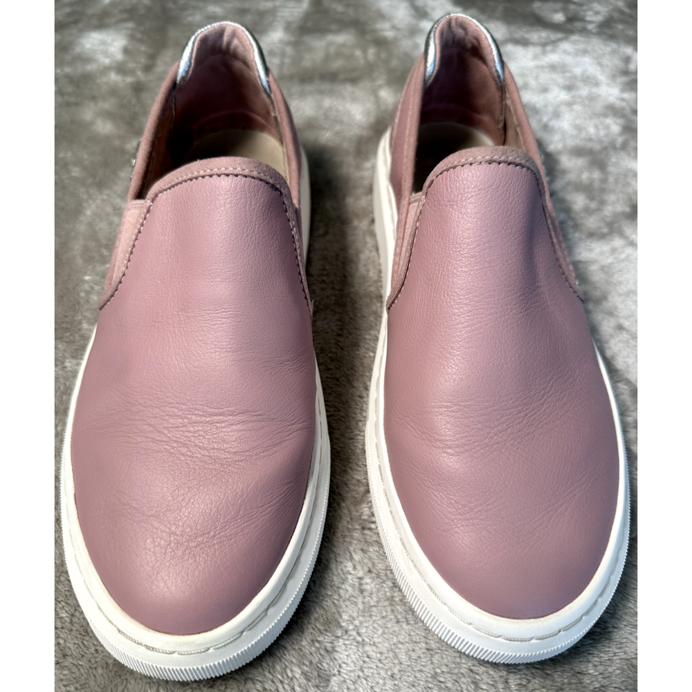 UGG Alameda Pink Silver Leather Slip-On Sneakers for Women Size 6.5