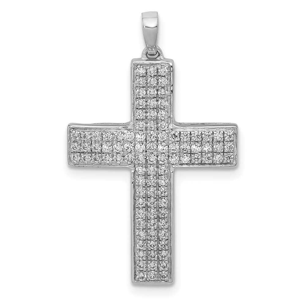 14k White Gold 1/2ct. Diamond Latin Cross Pendant 1.95gm L-1.15 Inch,W-0.71 Inch