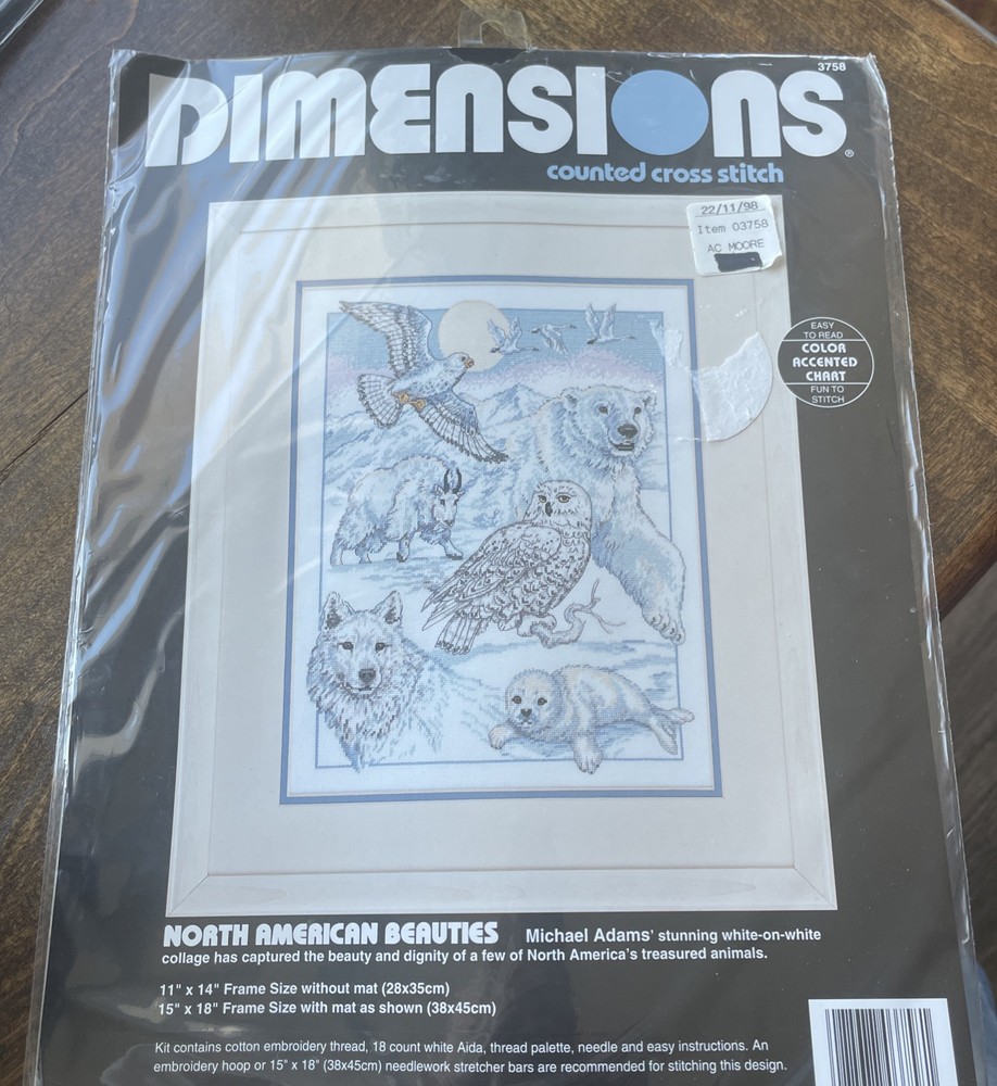New Dimensions Counted Cross Stitch Kit North American Beauties Animals Unused