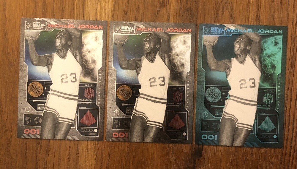 michael jordan Lot Of 3 2023 Metal Universe Champions 2 Base + 1 Aqua Parallel