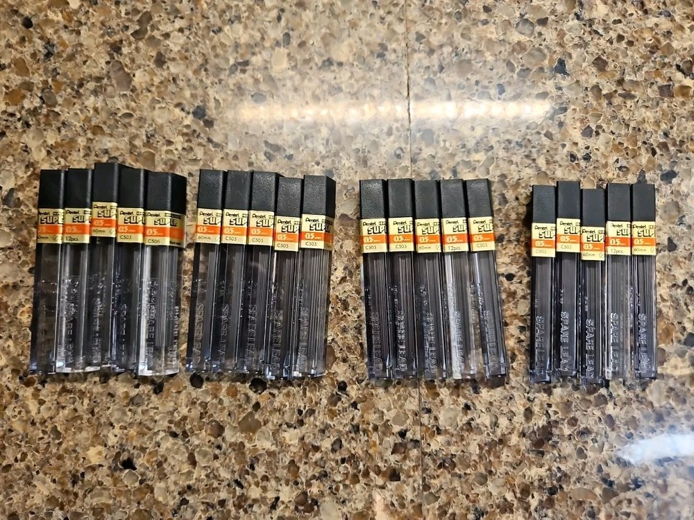 Pentel Hi Polymer Super Pencil Refill Leads 0.5mm HB 60mm Lot Of 20 Vtg