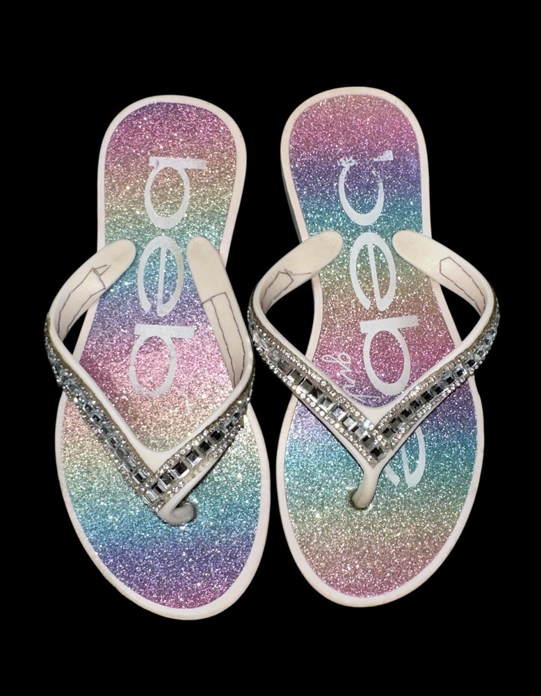 Bebe Girls’ Sandal Flip Flops Sparkly Glittery Size M 13/1