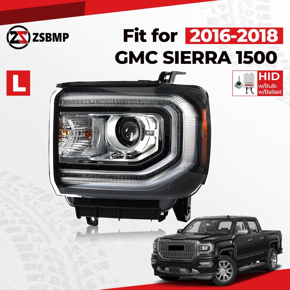 HID/Xenon Headlight Assembly W/ Bulb For 2016-2018 GMC Sierra 1500 Driver Side