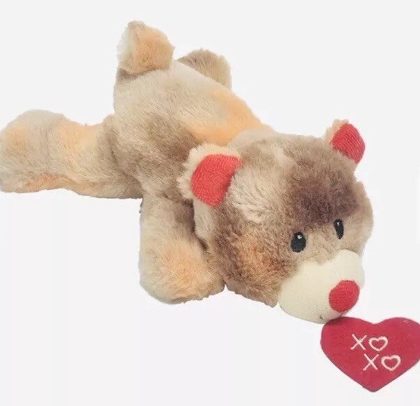 Large 10” Floppy Lying Down Flat Bear Plush Easter/Valentines Xoxo