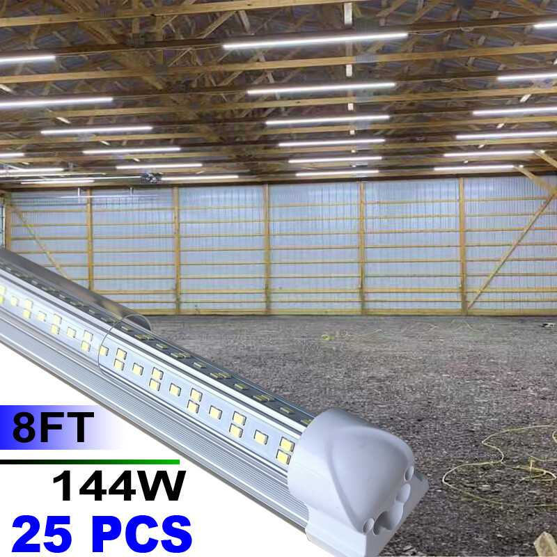 25/PACK 8 Foot LED Shop Lights 144W Fixture 8ft LED Tube Light 8' Garage Light